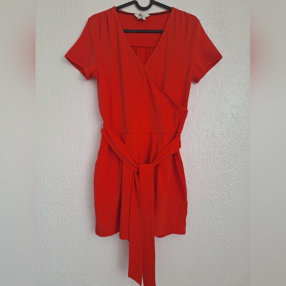 BODEN  Red Pleated Wrap Jumpsuit
